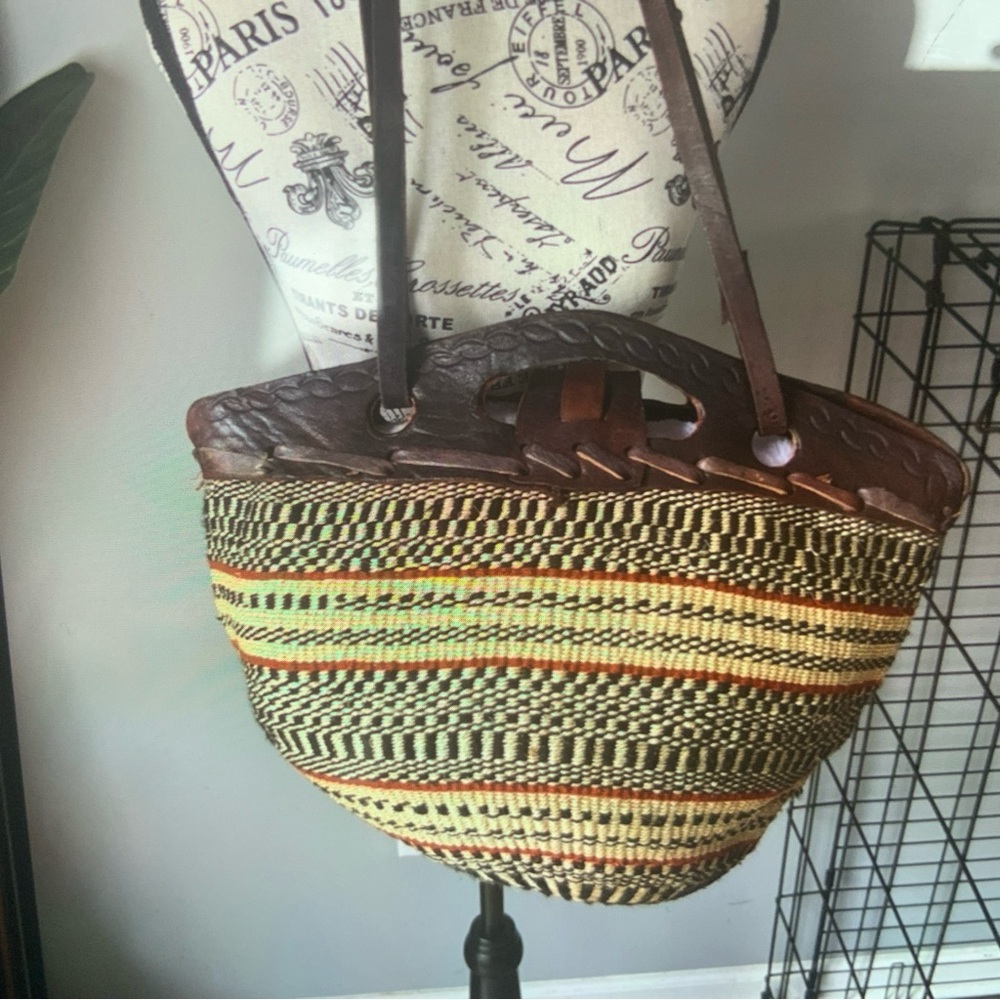 Brown and Tan Woven Women's Bag